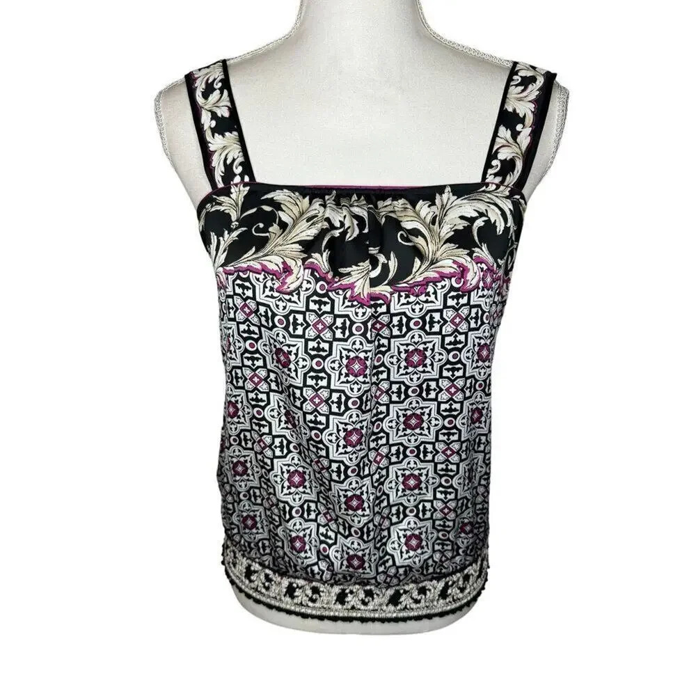 WHBM White House Black Market Women’s XS Sleeveless Floral Silky‎ Top